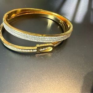 Love Gold and Silver Crystal Bracelet set of 2